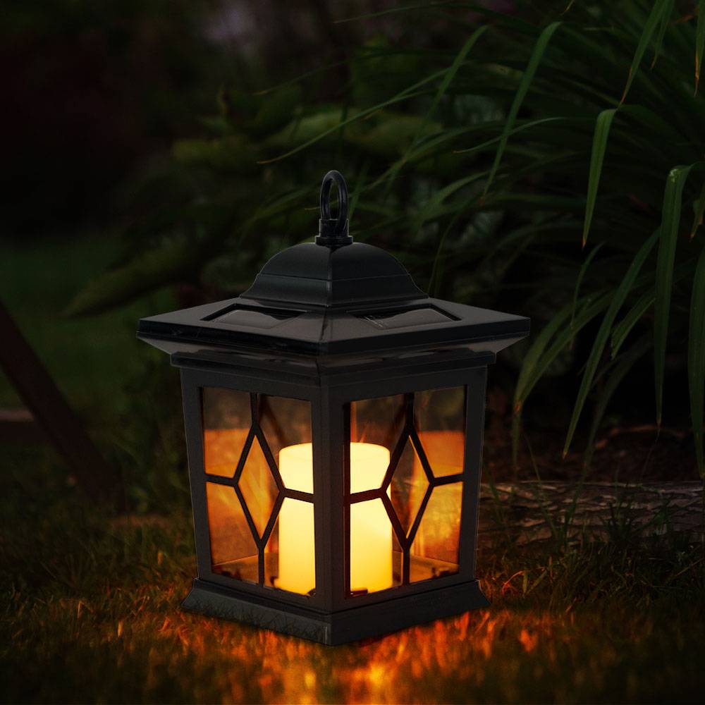 2er Set LED Solar Garten Steck Lampen schwarz Erdspieß Deko Außen Laternen IP44 Veranda Weg Beleuchtung