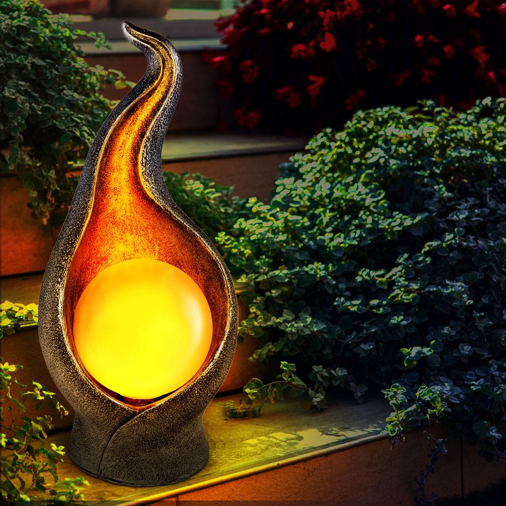 Solarleuchte Solarlampe Außenleuchte Gartenleuchte Außenlampe Eingangsbereich, IP44 Spritzwasserfest Flammenoptik silber gold, 36x LED 0,06W warmwei