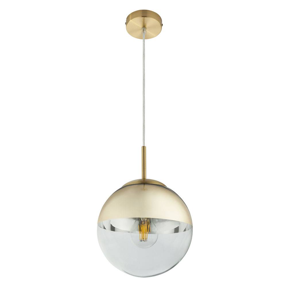 Hängeleuchte mit Glaskugel Pendelleuchte gold transparent Esstischleuchte Wohnzimmerlampe Pendellampe, IP20, 1x E27, Durchmesser x Höhe 20 x 120 cm