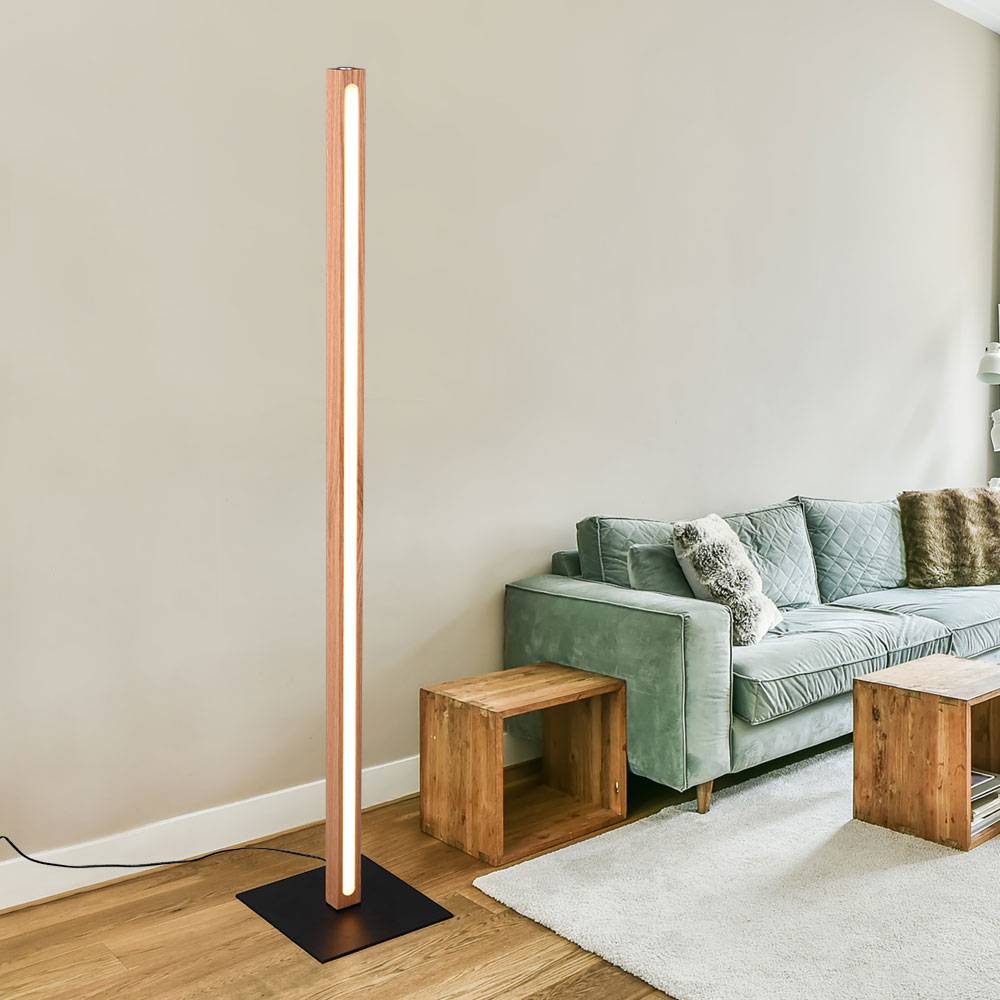 Stehlampe Holz dimmbar Stehlampe mit Holz dimmbare Standleuchte, Touchfunktion, 1x LED 20W 2300Lm warmweiß, LxBxH 22x22x115 cm