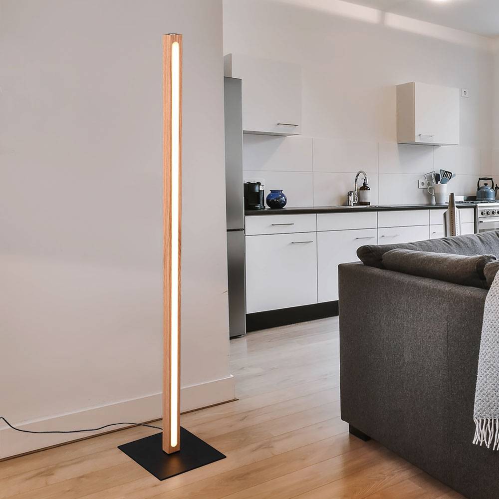 Stehlampe Holz dimmbar Stehlampe mit Holz dimmbare Standleuchte, Touchfunktion, 1x LED 20W 2300Lm warmweiß, LxBxH 22x22x115 cm
