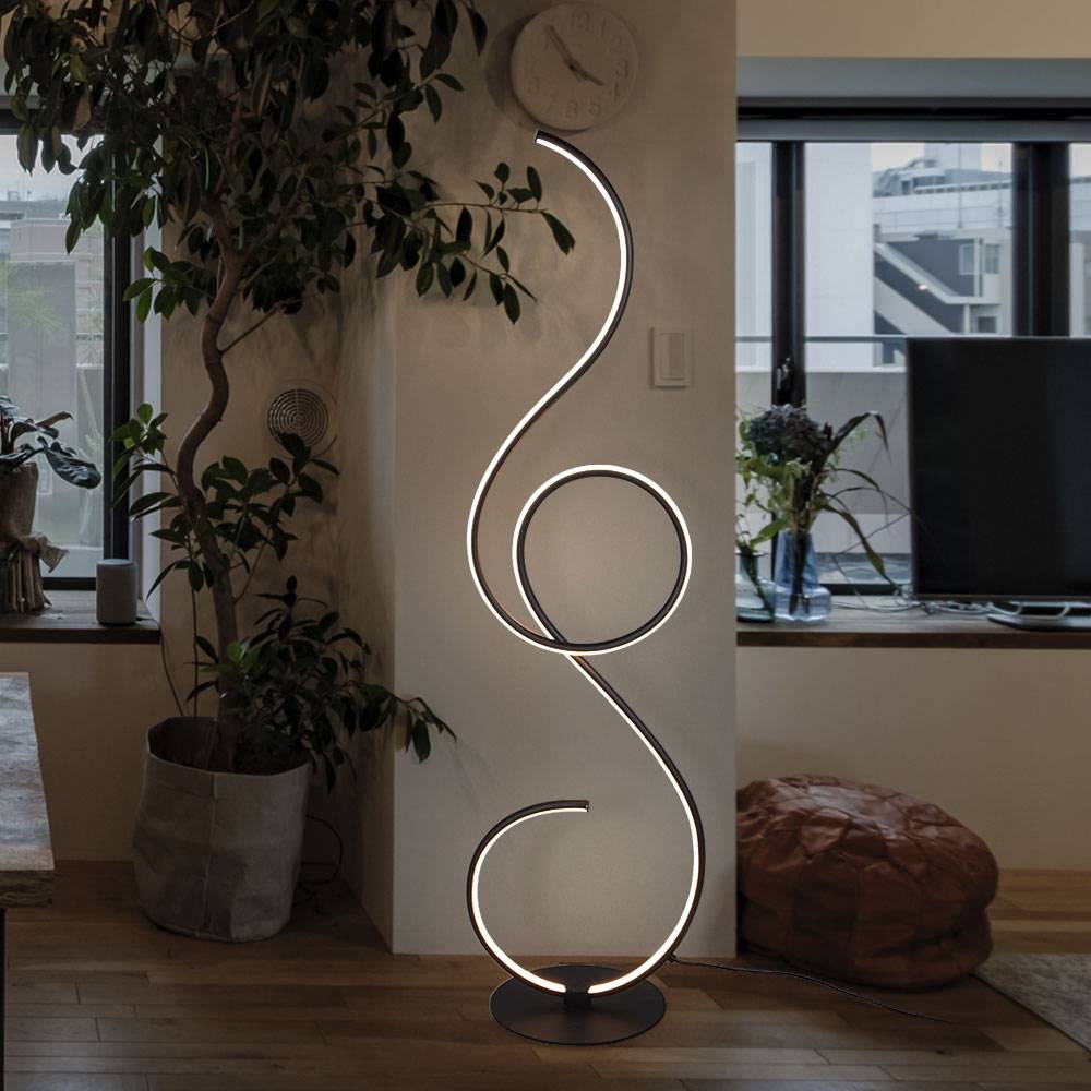 LED Standleuchte dimmbar Wohnzimmer Stehleuchte Designer Stehlampe schwarz, CCT Farbtonsteuerung mit Fußschalter, 23W 2700lm 2700K 4000K 6000K ,