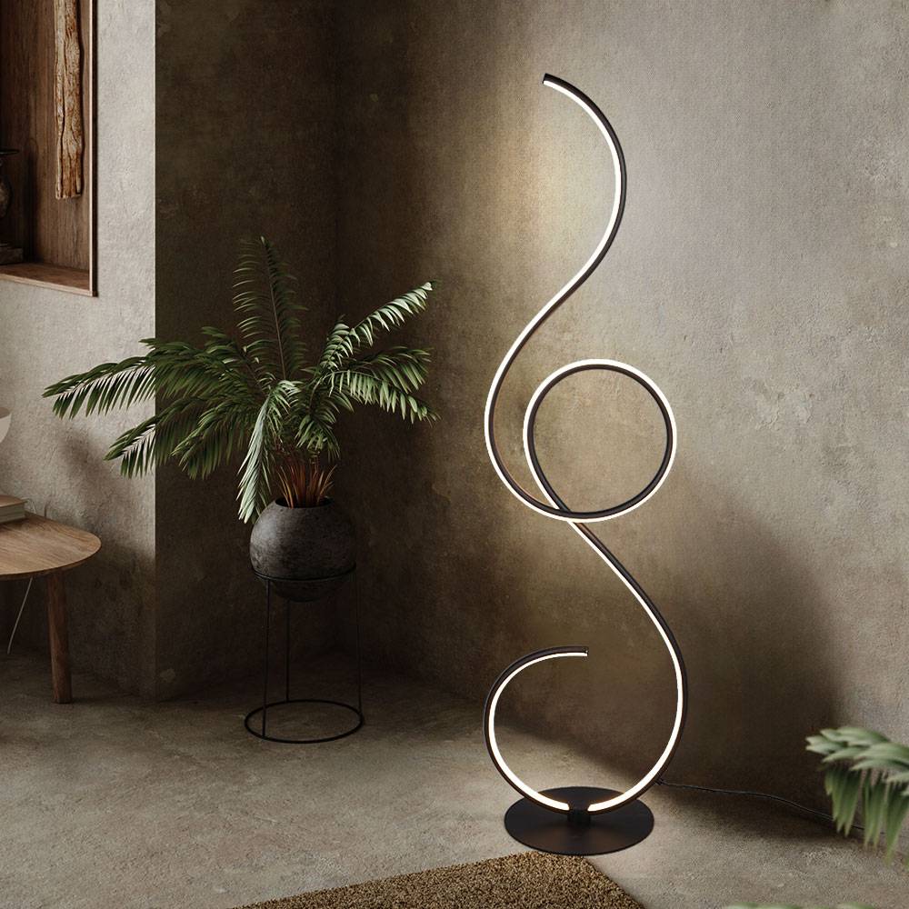 LED Standleuchte dimmbar Wohnzimmer Stehleuchte Designer Stehlampe schwarz, CCT Farbtonsteuerung mit Fußschalter, 23W 2700lm 2700K 4000K 6000K ,