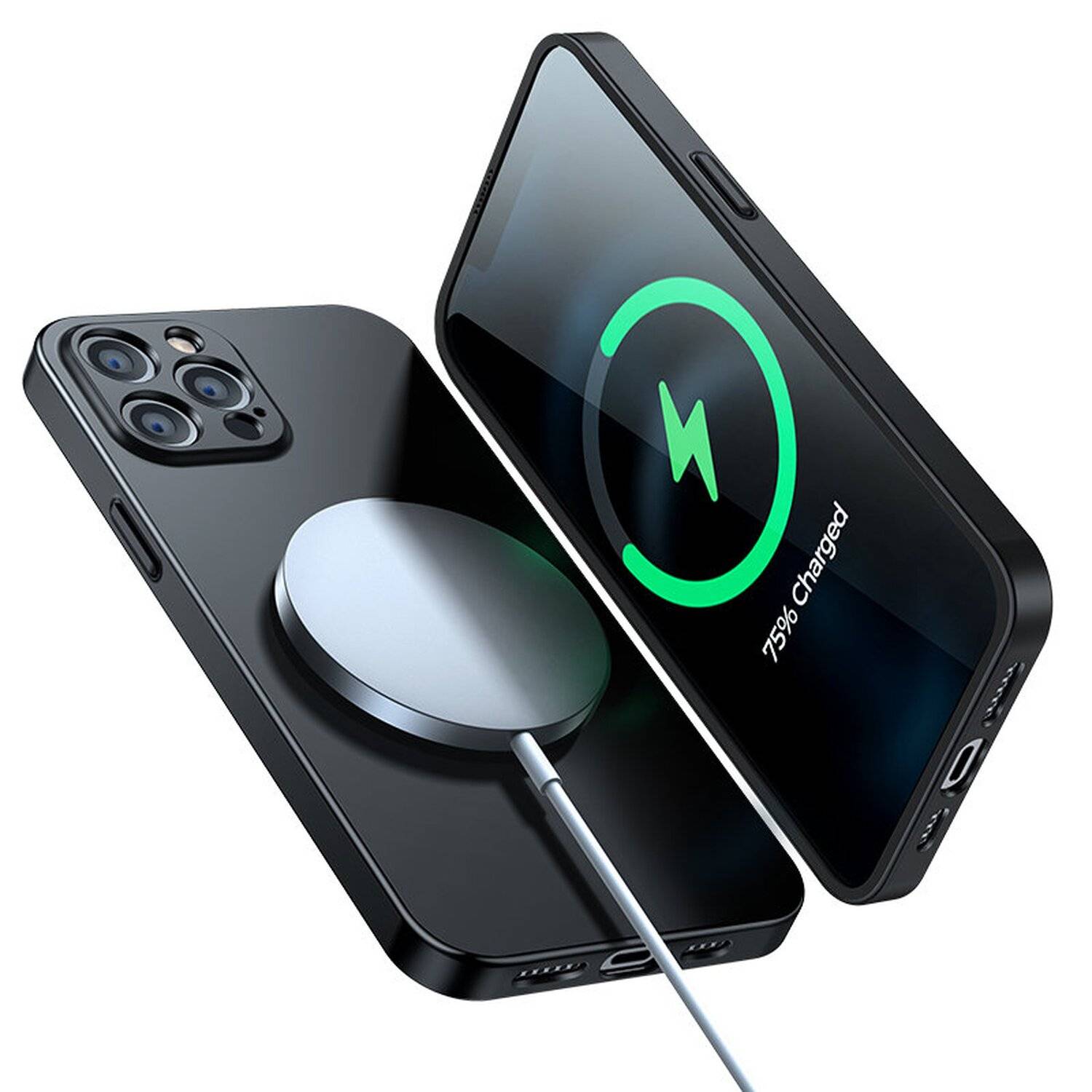 360° Full Case Cover Handy-Hülle Schutz Vorne + Rückseite + Schutzglas Displayschutz für iPhone 13 Pro Max Grau