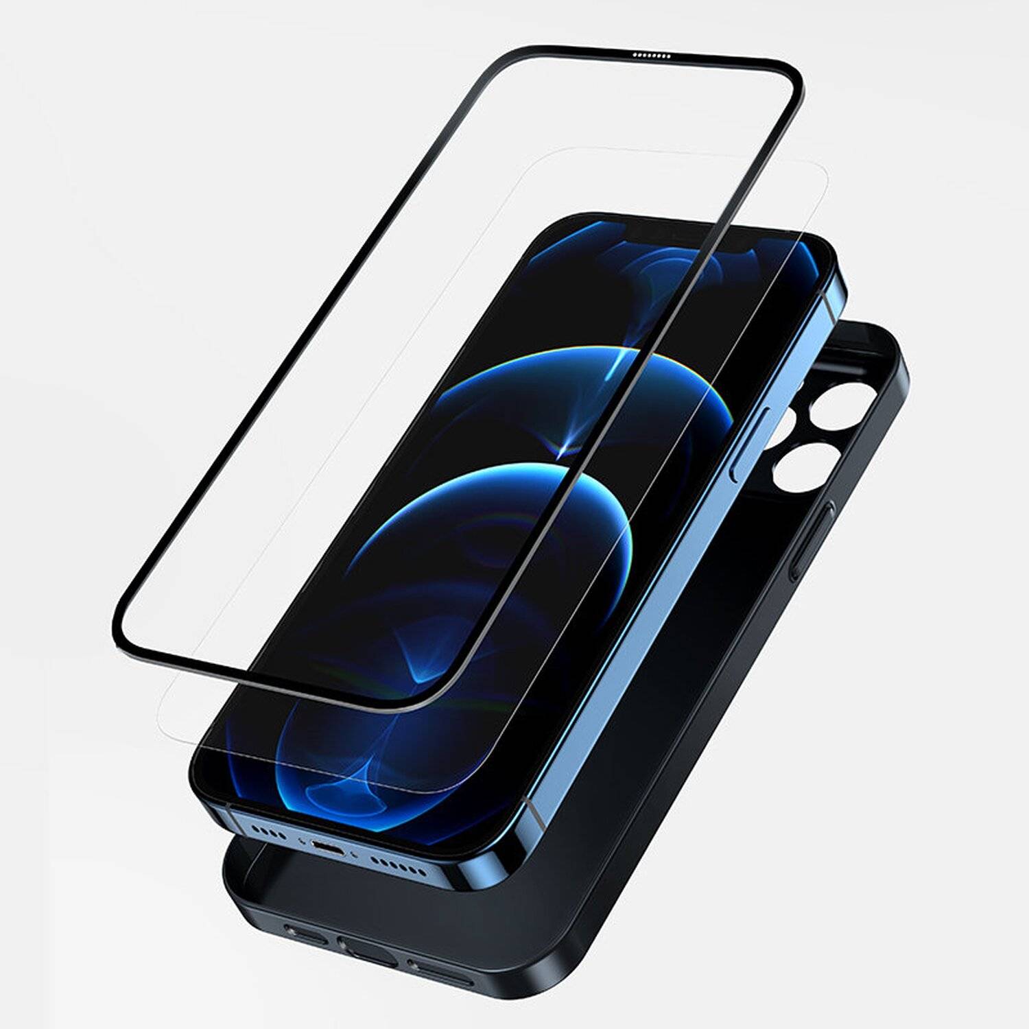 360° Full Case Cover Handy-Hülle Schutz Vorne + Rückseite + Schutzglas Displayschutz für iPhone 13 Pro Max Blau