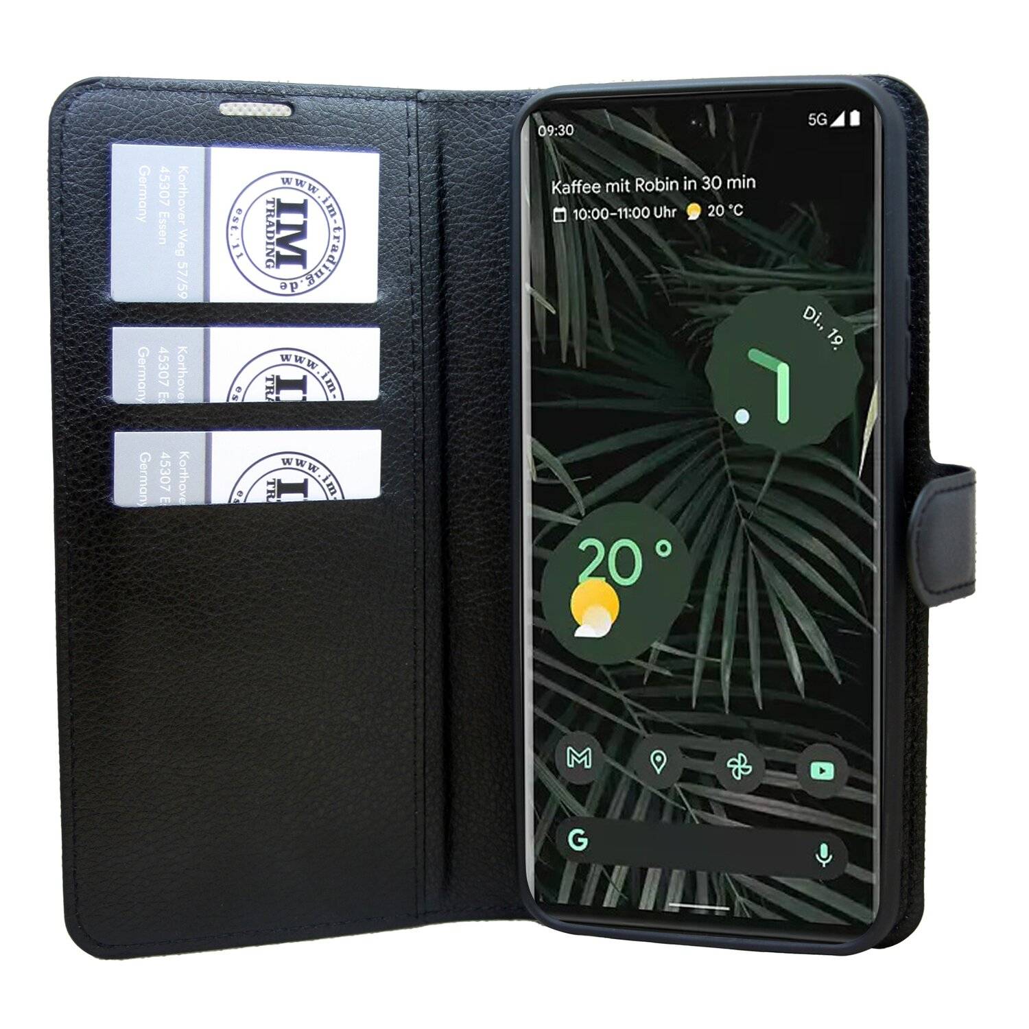 Buch Tasche "Fancy" für GOOGLE PIXEL 6 PRO Handy Hülle Brieftasche Schutzhülle mit Standfunktion, Kartenfach Schwarz