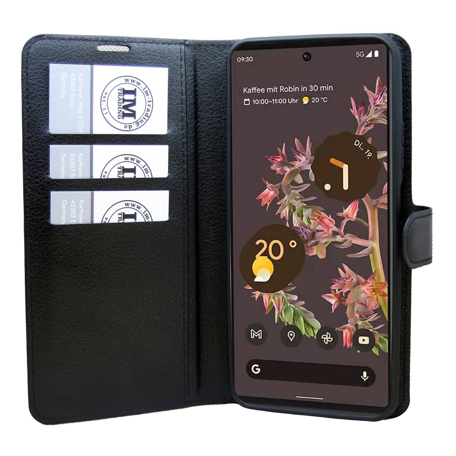 Buch Tasche "Fancy" für GOOGLE PIXEL 6 Handy Hülle Etui Brieftasche Schutzhülle mit Standfunktion, Kartenfach Schwarz