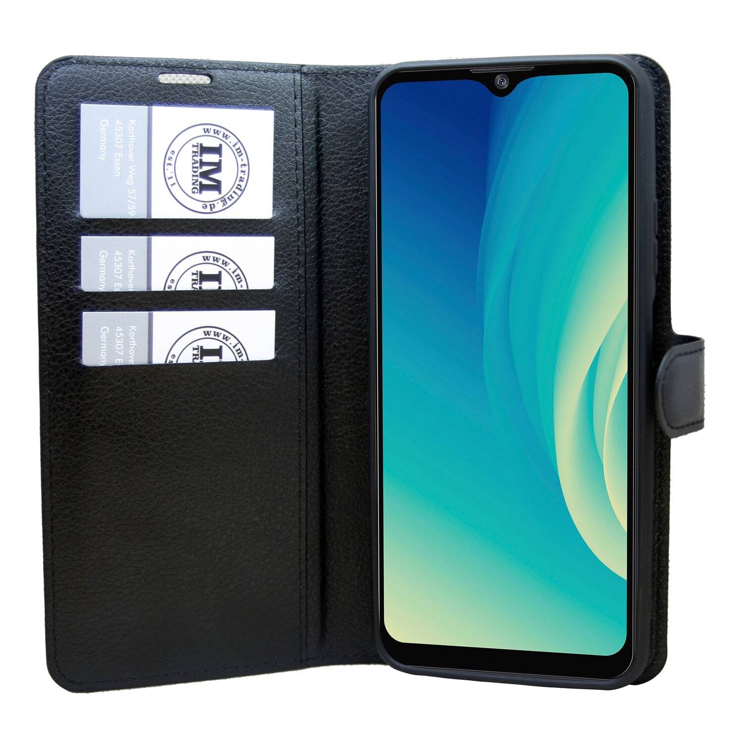 Buch Tasche "Fancy" für ZTE BLADE A7s 2020 Handy Hülle Brieftasche Schutzhülle mit Standfunktion, Kartenfach Schwarz