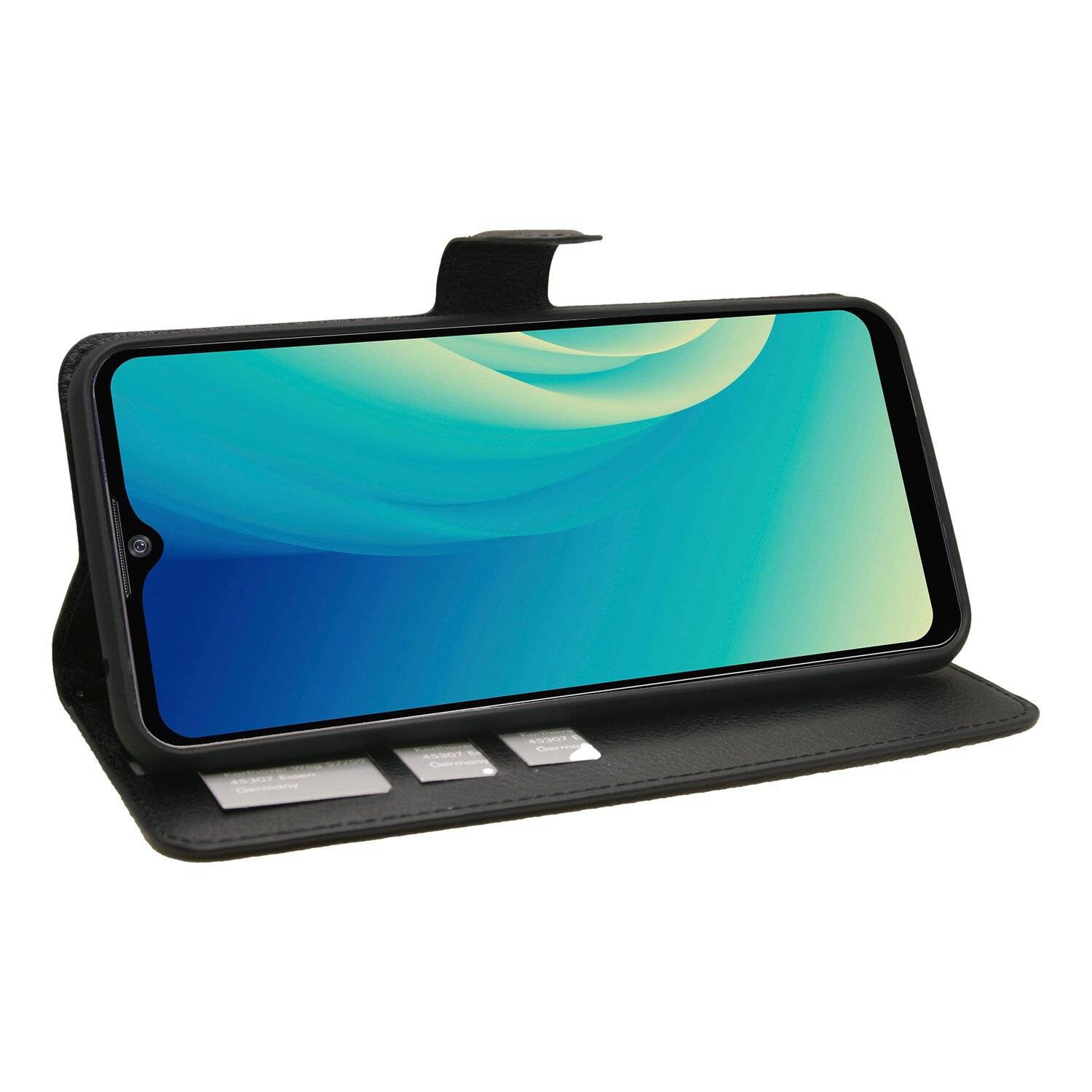 Buch Tasche "Fancy" für ZTE BLADE A7s 2020 Handy Hülle Brieftasche Schutzhülle mit Standfunktion, Kartenfach Schwarz