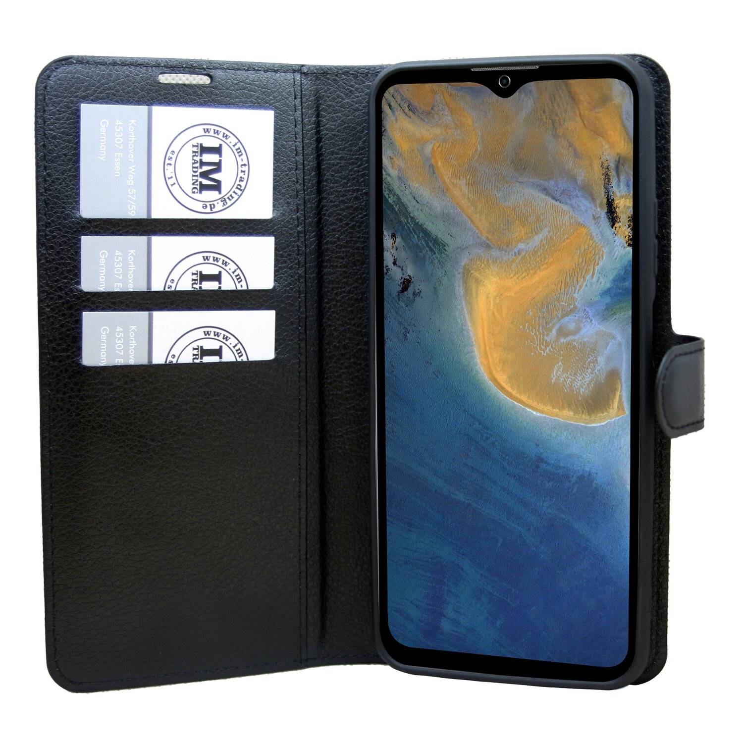 Buch Tasche "Fancy" für ZTE BLADE A71 Handy Hülle Etui Brieftasche Schutzhülle mit Standfunktion, Kartenfach Schwarz