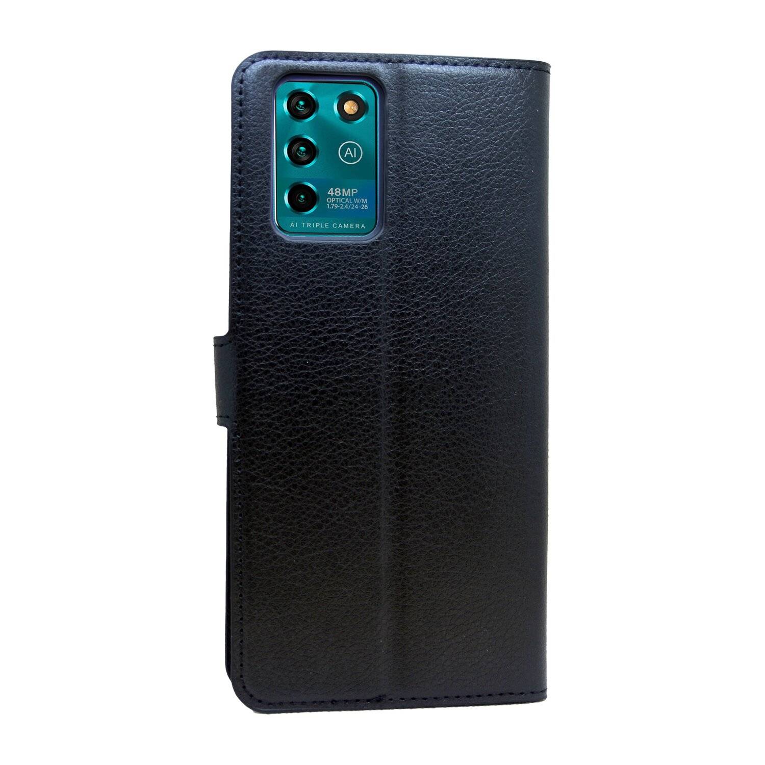 Buch Tasche "Fancy" für ZTE BLADE V30 VITA Handy Hülle Brieftasche Schutzhülle mit Standfunktion, Kartenfach Schwarz