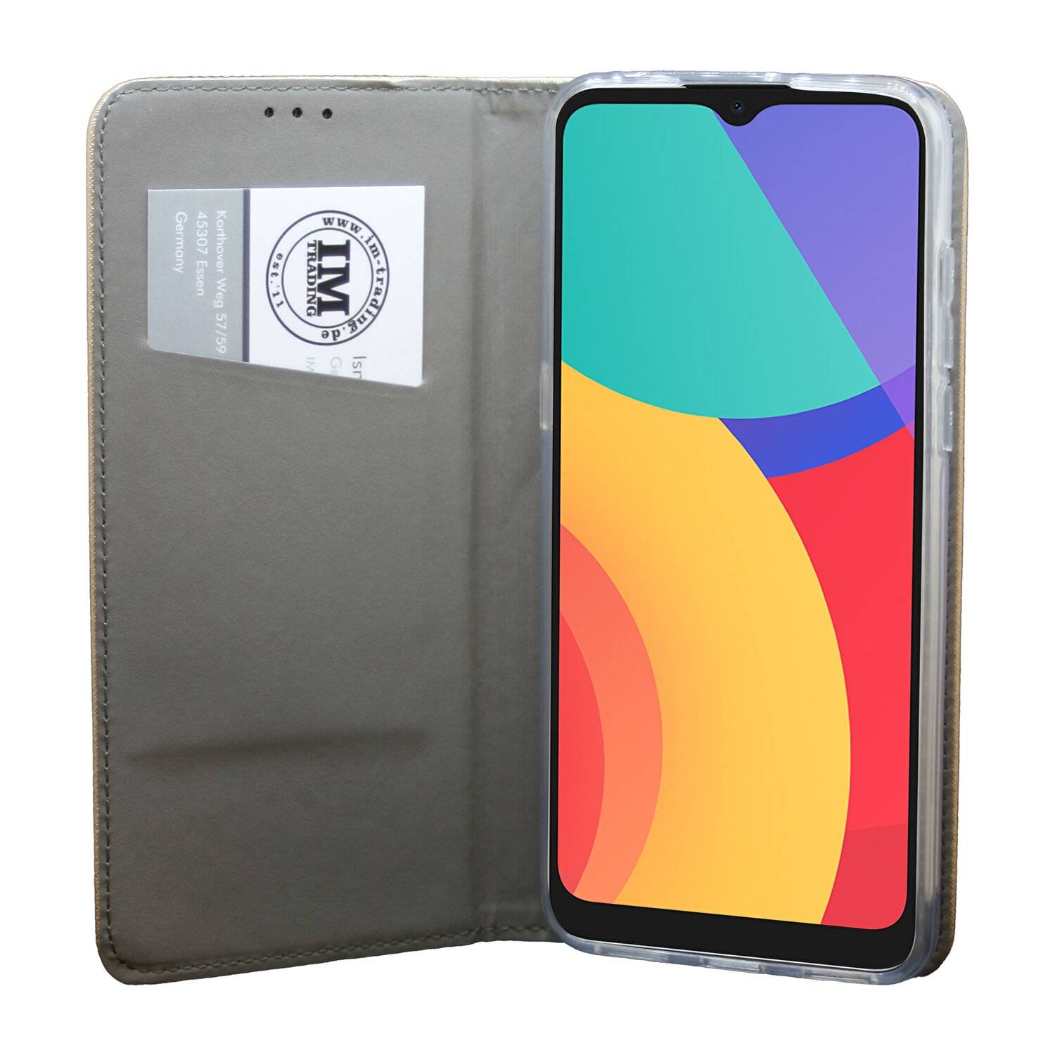 Buch Tasche "Smart" für Alcatel 3L 2021 Handy Hülle Etui Brieftasche Schutzhülle mit Standfunktion, Kartenfach Gold