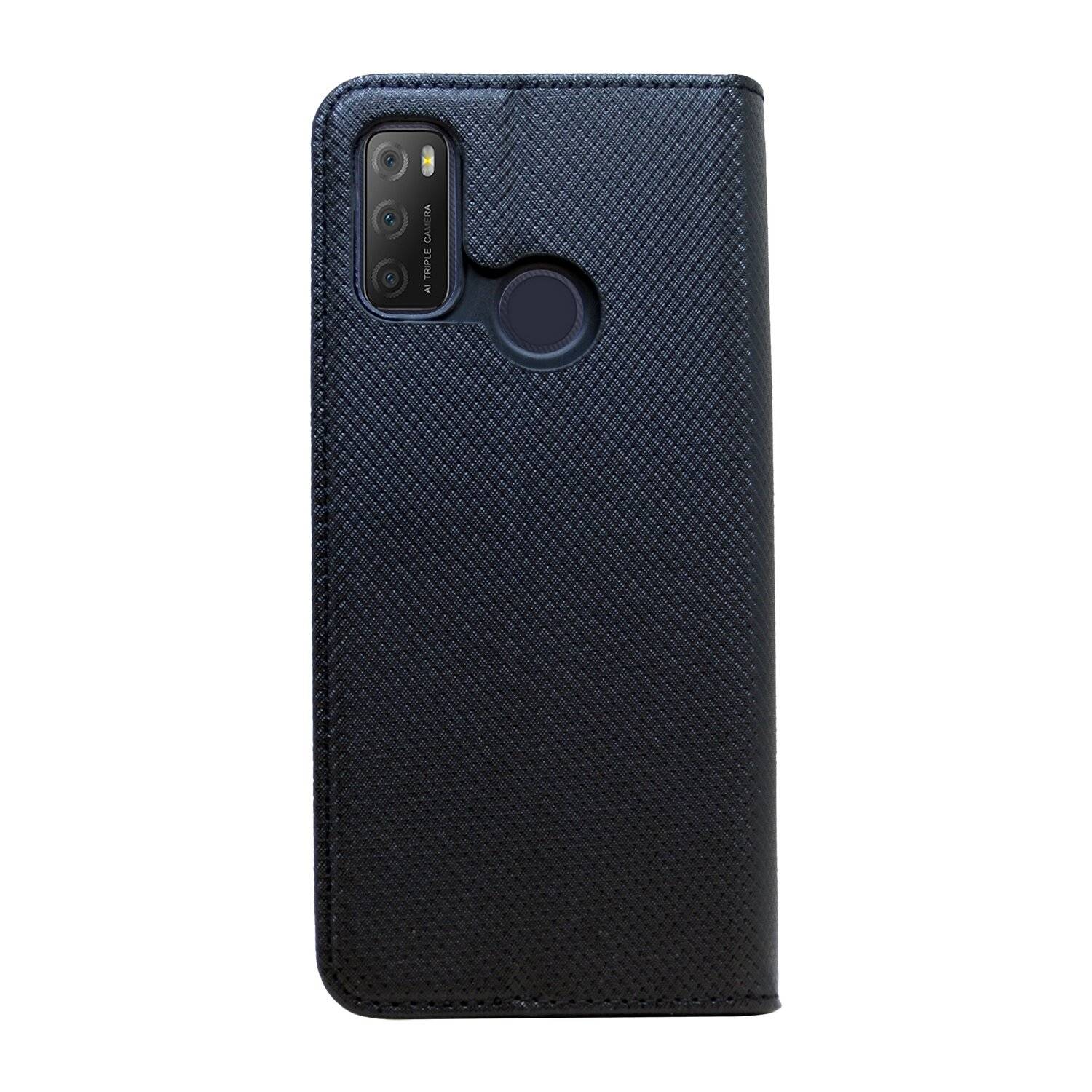 Buch Tasche "Smart" für Alcatel 1S 2021 Handy Hülle Etui Brieftasche Schutzhülle mit Standfunktion, Kartenfach Schwarz
