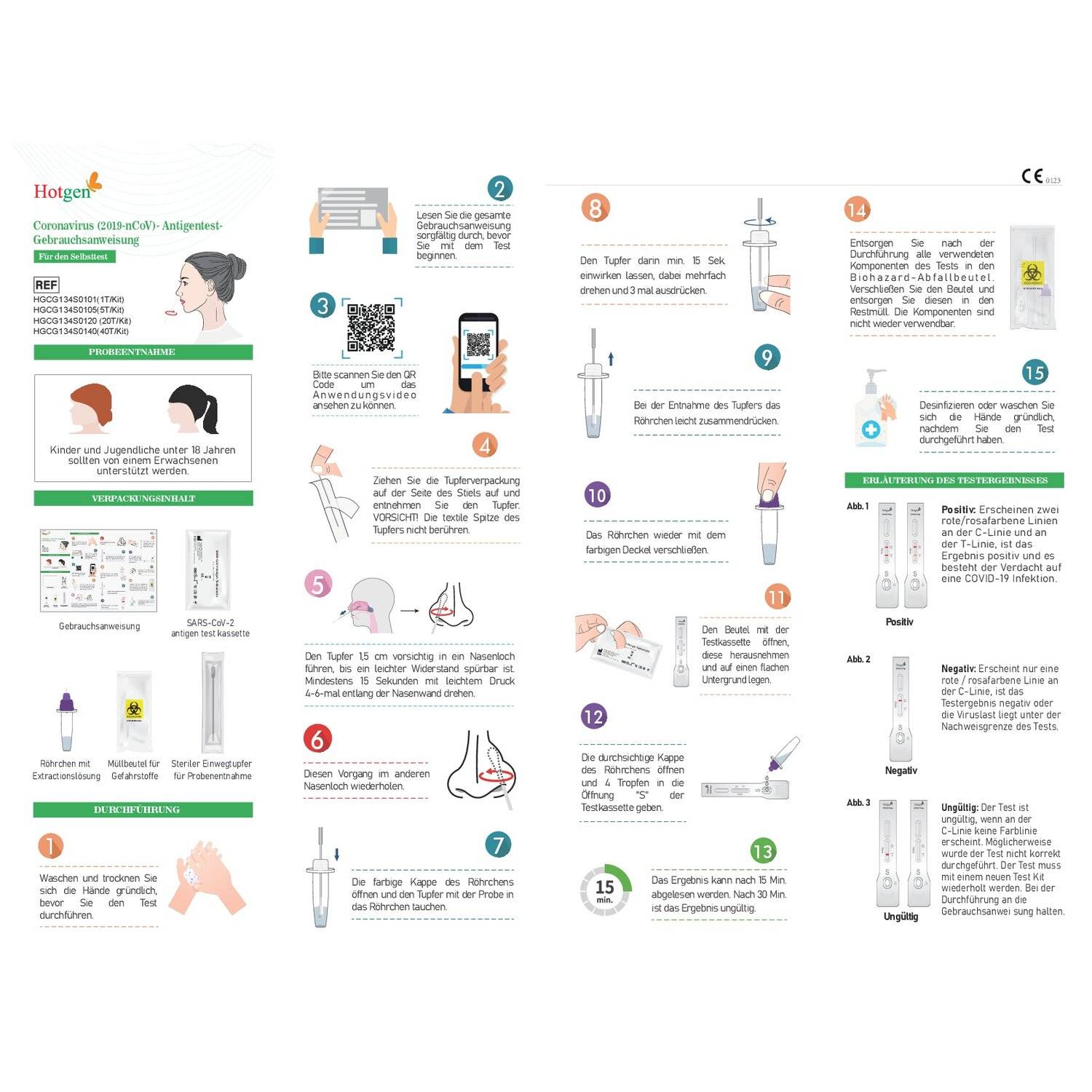 100x Hotgen Coronavirus (2019-nCov)-Antigentest- / Selbsttest / Einzelverpackt