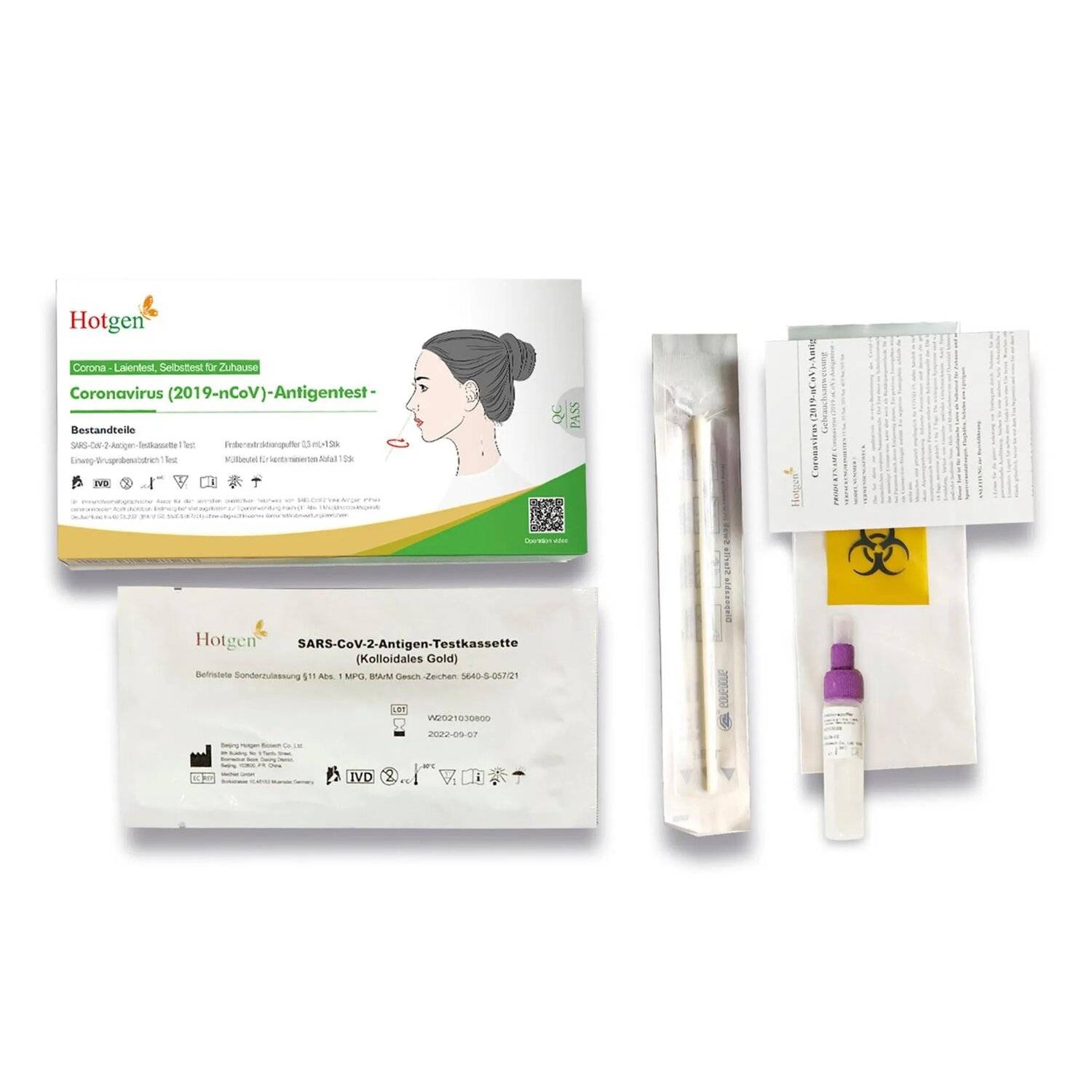 100x Hotgen Coronavirus (2019-nCov)-Antigentest- / Selbsttest / Einzelverpackt