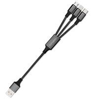 4smarts ForkCord, 0,2 m, USB A, USB C.Micro USB A/Lightning, Schwarz