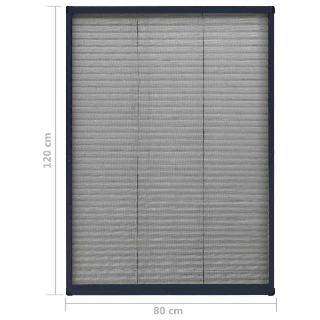 vidaXL Insektenschutz-Plissee für Fenster Aluminium Anthrazit 80x120cm