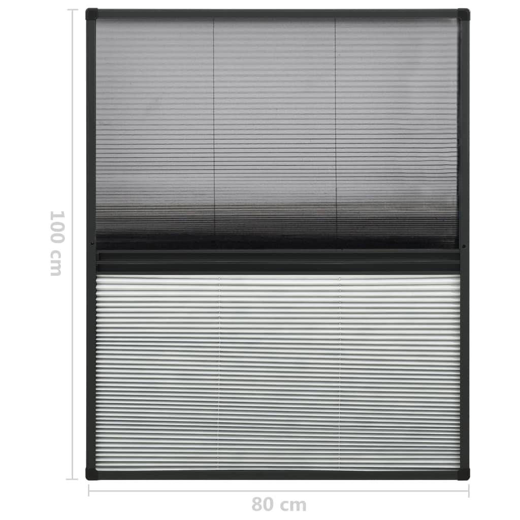 vidaXL Insektenschutz-Plissee für Fenster Alu 80x100 cm mit Jalousie