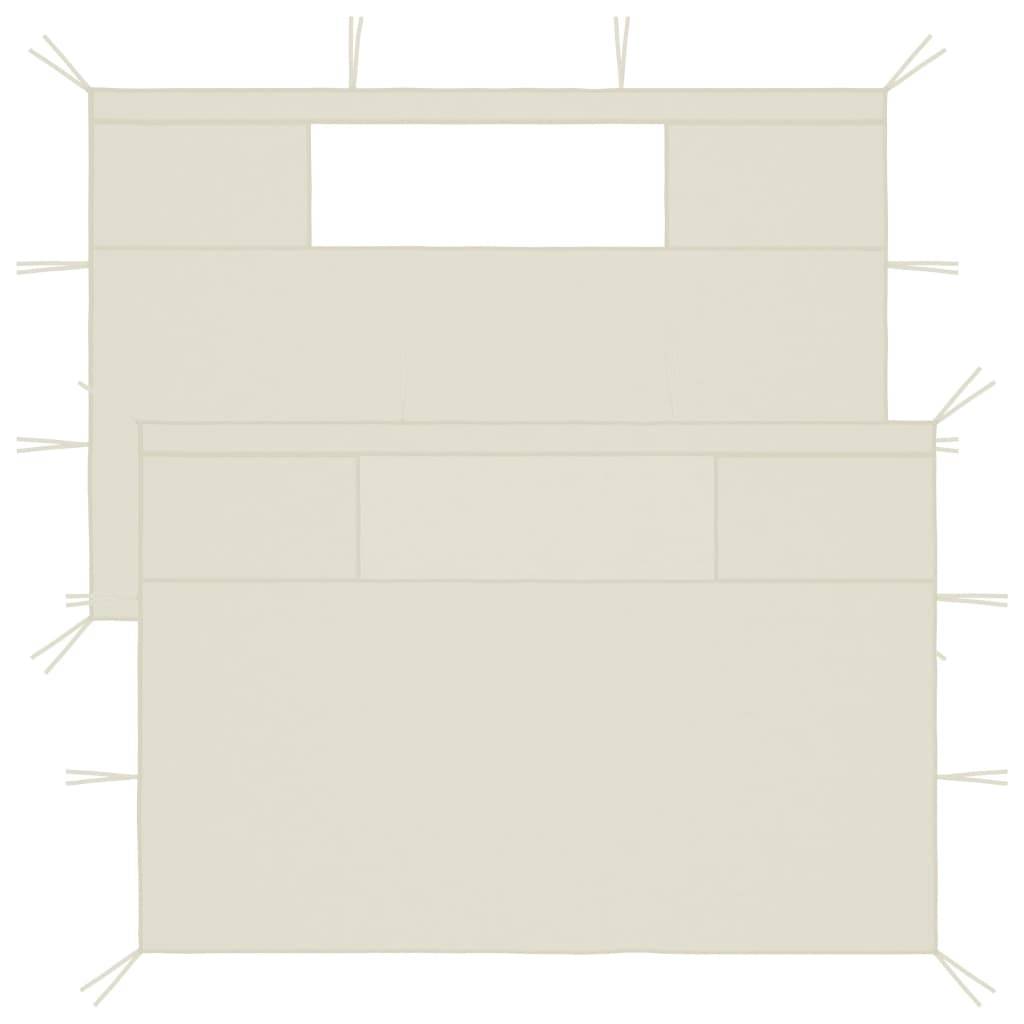 vidaXL Pavillon-Seitenwände mit Fenstern 2 Stk. Creme