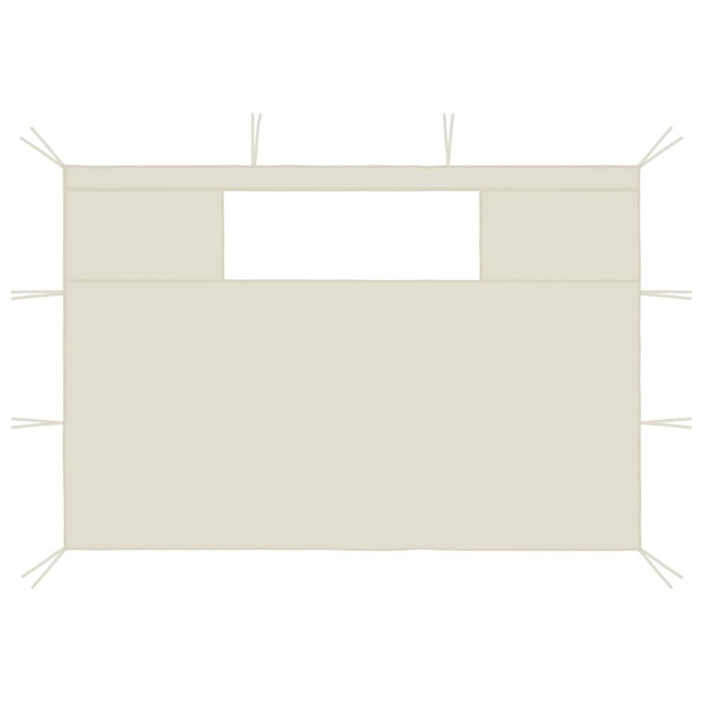 vidaXL Pavillon-Seitenwände mit Fenstern 2 Stk. Creme