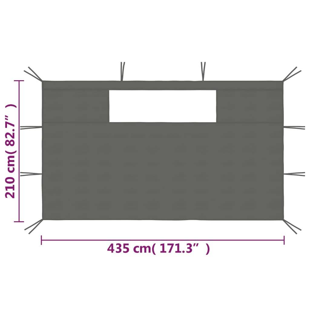 vidaXL Pavillon-Seitenwände mit Fenstern 2 Stk. Anthrazit