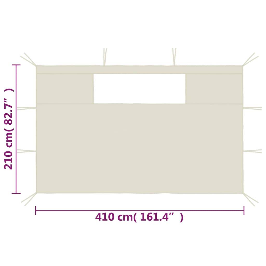 vidaXL Pavillon-Seitenwände mit Fenstern 2 Stk. Creme