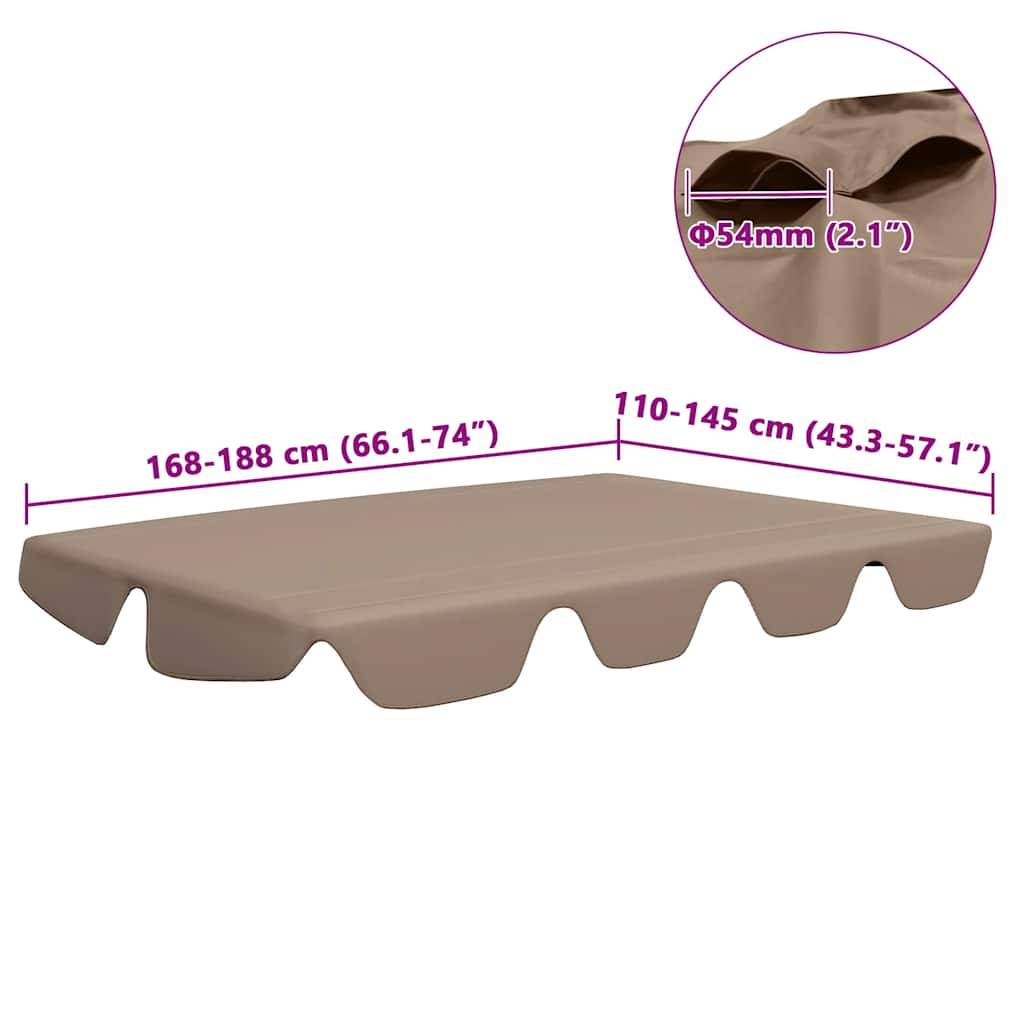 vidaXL Ersatzdach für Hollywoodschaukel Taupe 188/168x145/110 cm