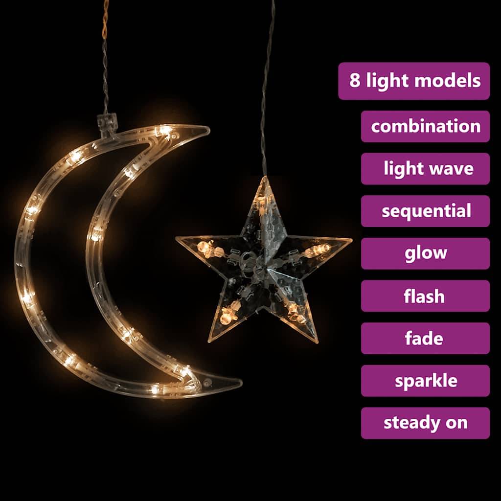 vidaXL Lichterketten Stern und Mond Fernbedienung 138 LEDs Warmweiß