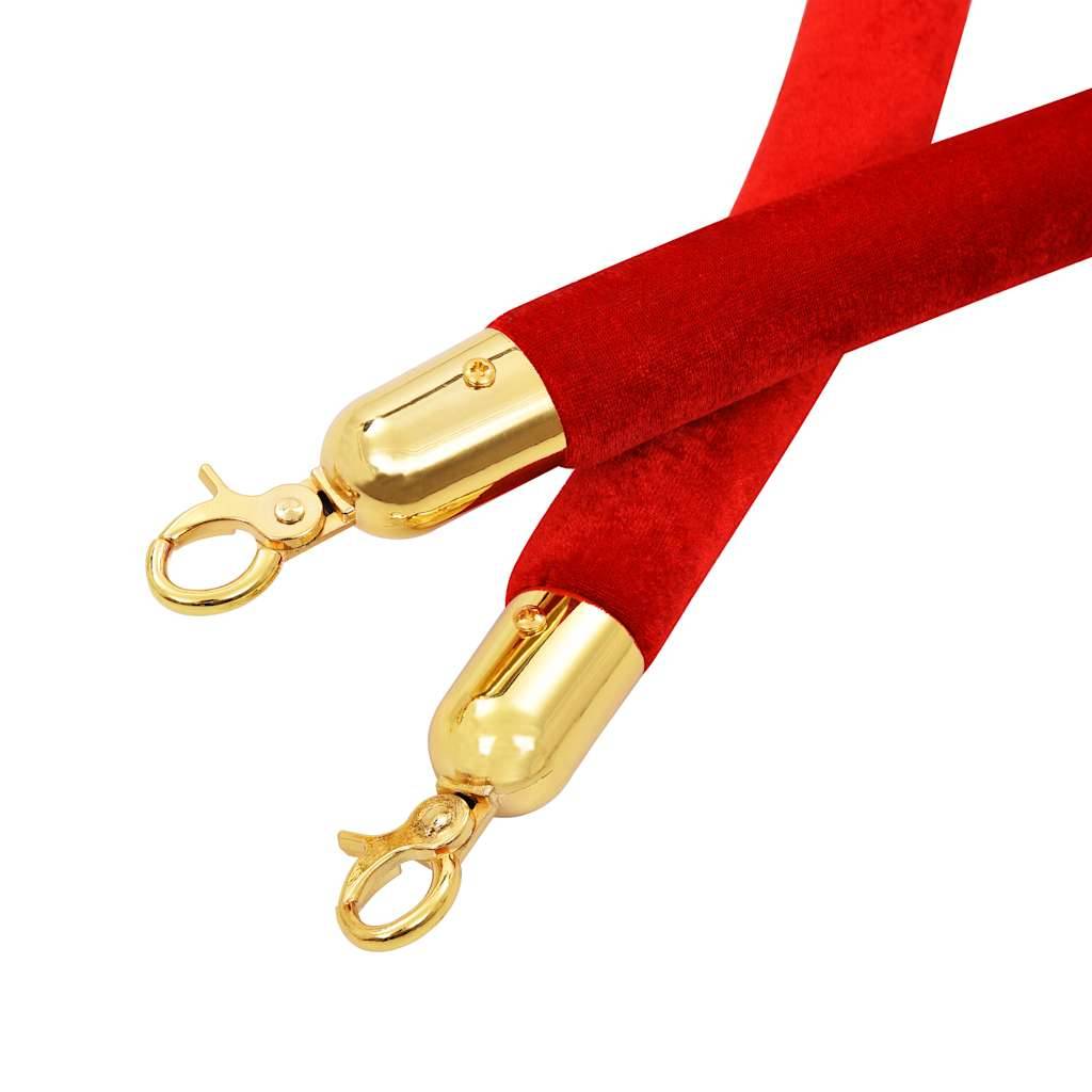 vidaXL Kordel für Personenleitsystem Rot und Golden Samt
