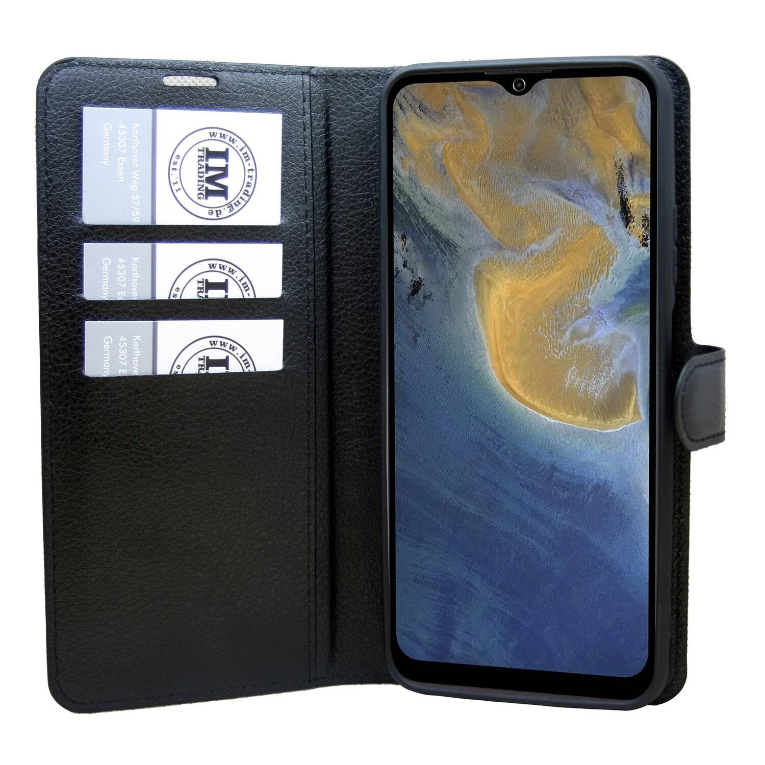 Buch Tasche "Fancy" für ZTE BLADE A51 Handy Hülle Etui Brieftasche Schutzhülle mit Standfunktion, Kartenfach Schwarz