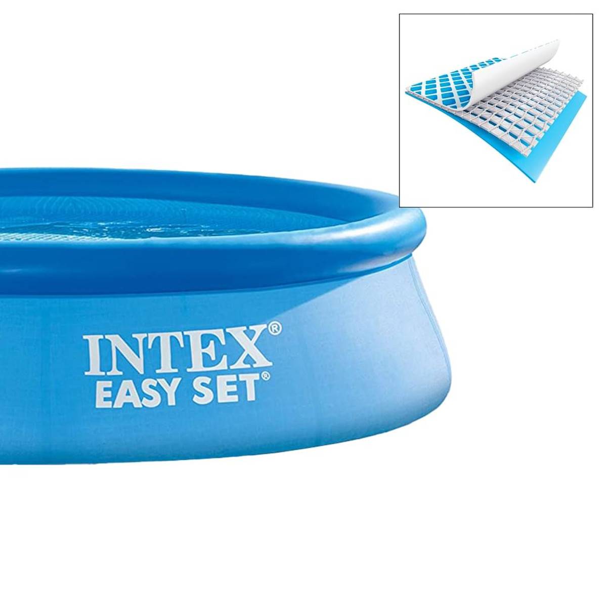 INTEX 28108GN - Easy Set Pool (244x61cm) mit Pumpe, Abdeckplane & Wasserball Planschbecken Schwimmbecken
