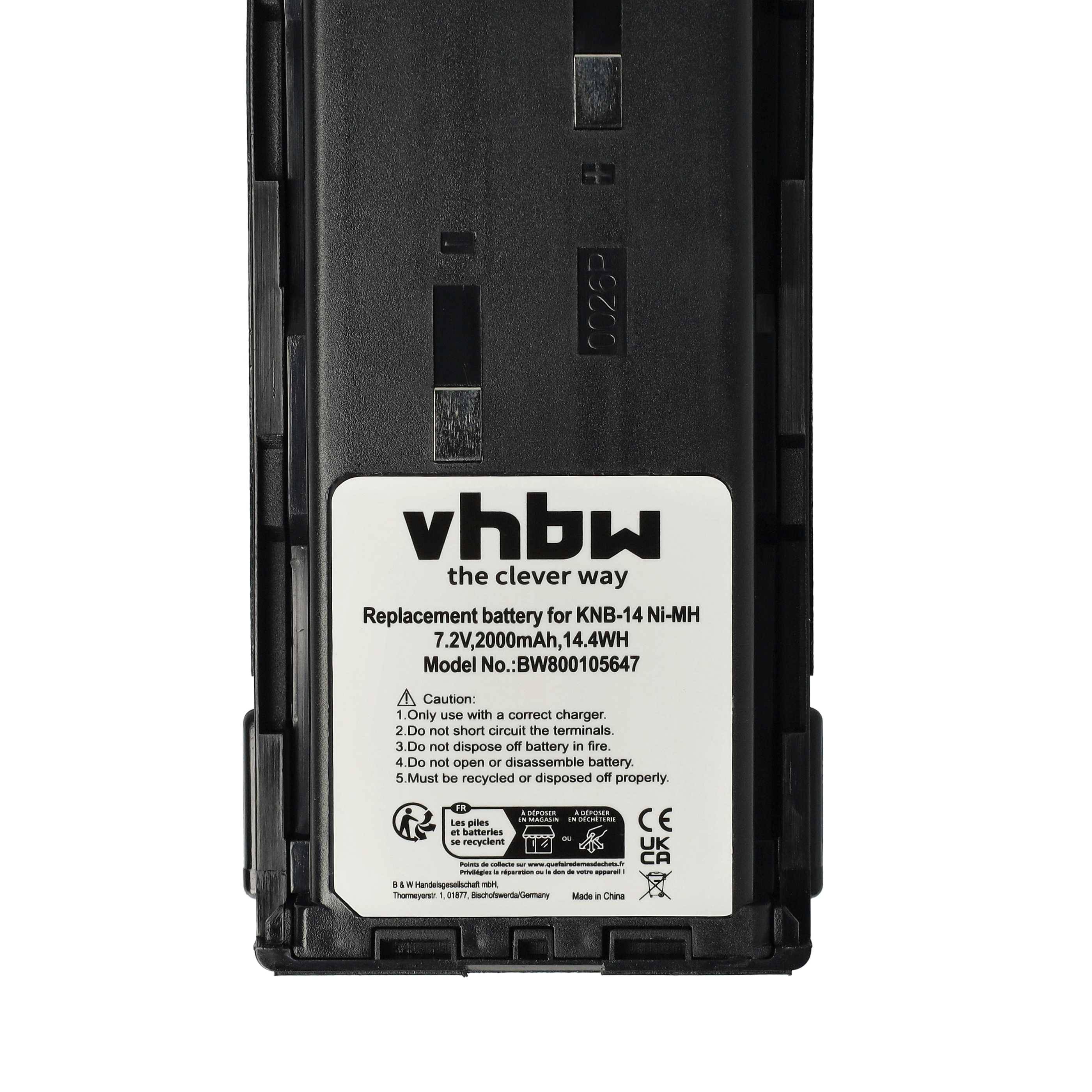 vhbw Akku Ersatz für Kenwood KNB-20N, KNB-21 für Funkgerät, Walkie Talkie (2000 mAh, 7,2 V, NiMH)