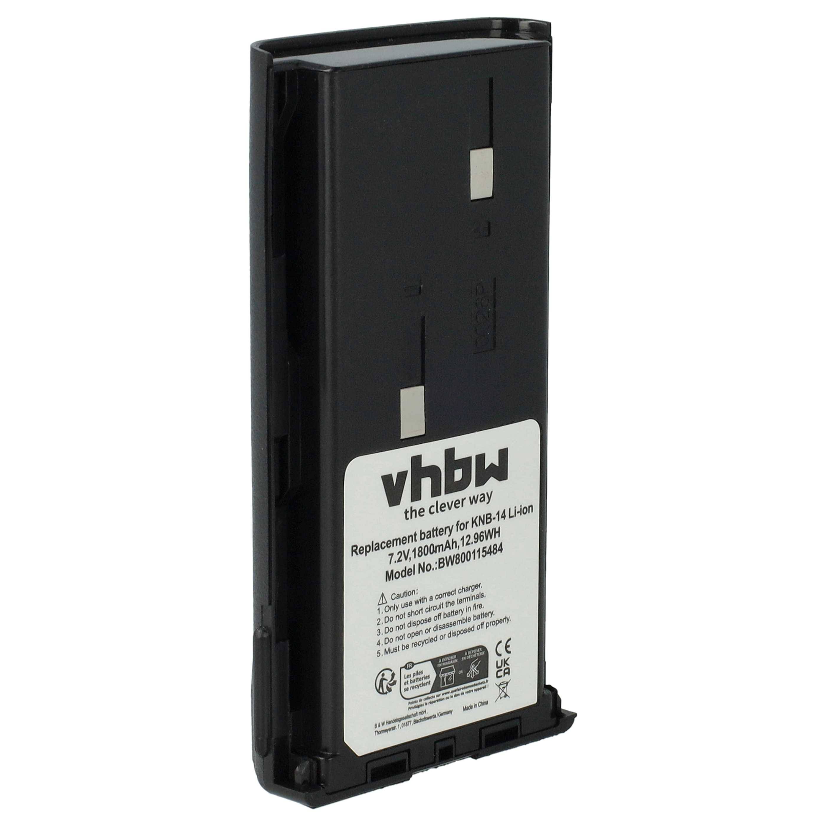 vhbw Akku Ersatz für Kenwood KNB-20N, KNB-21, KNB20, KNB20N für Funkgerät, Walkie Talkie (1800mAh, 7,4V, Li-Ion)