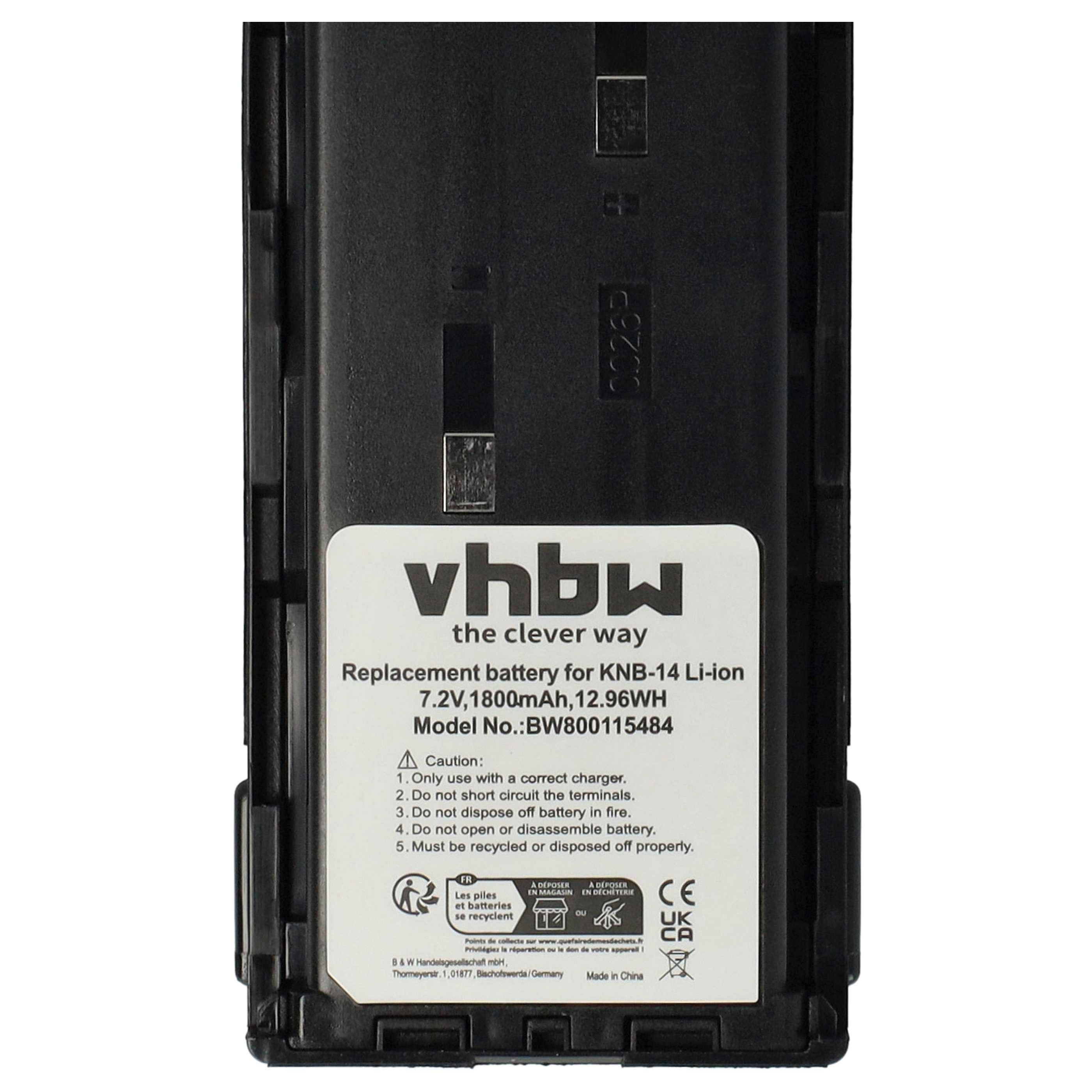 vhbw Akku Ersatz für Bidatong BD-15-L für Funkgerät, Walkie Talkie (1800mAh, 7,4V, Li-Ion)