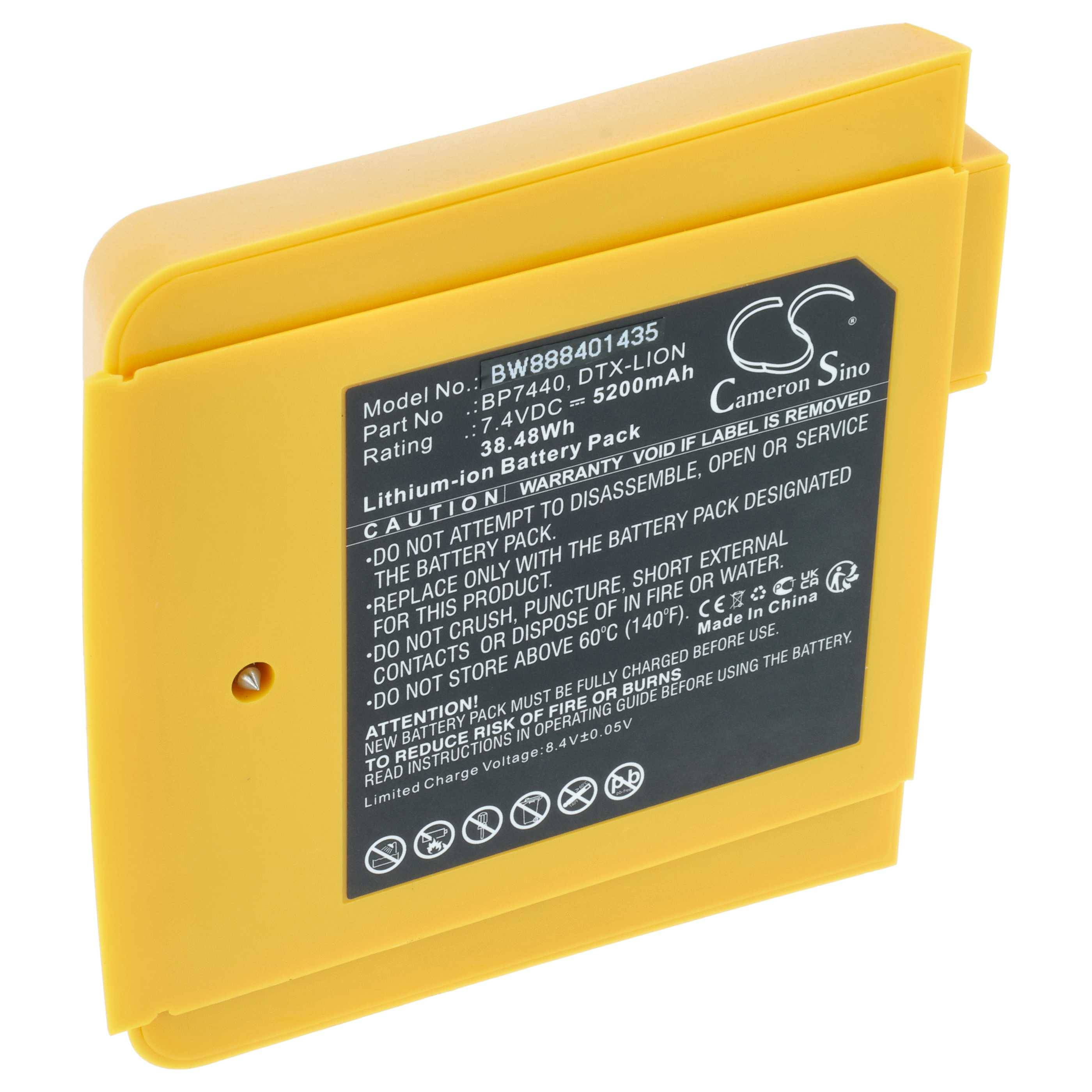 vhbw Akku Ersatz für Fluke DTX-LION, BP7440 für Messgerät (5200 mAh, 7,4 V, Li-Ion)
