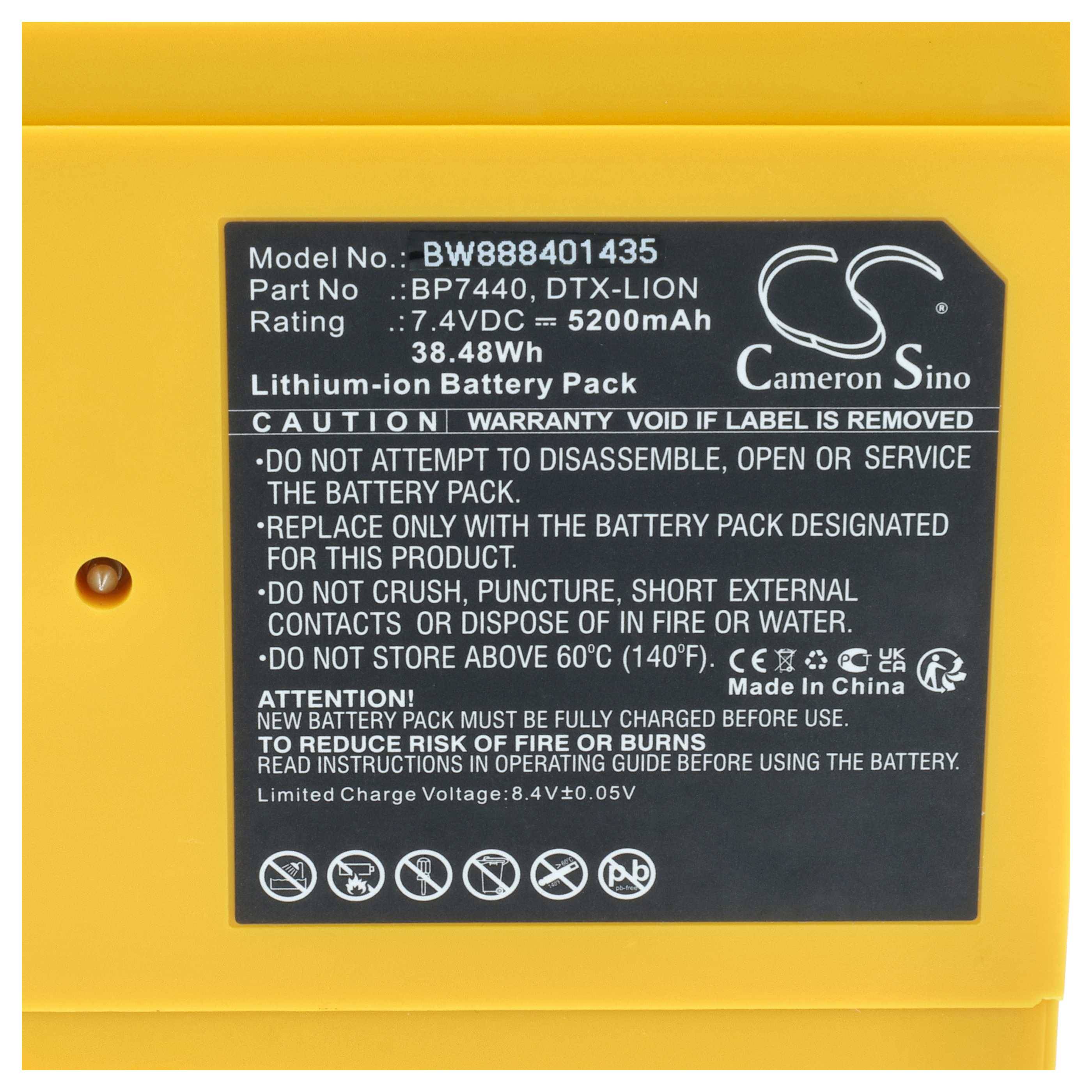 vhbw Akku Ersatz für Fluke DTX-LION, BP7440 für Messgerät (5200 mAh, 7,4 V, Li-Ion)