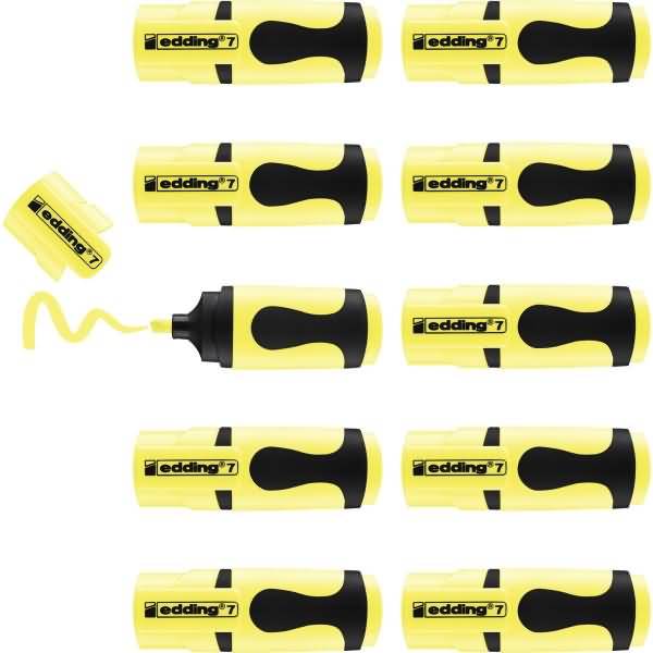 Textmarker edding 7 Mini VE=10 Stück Polybeutel pastellgelb