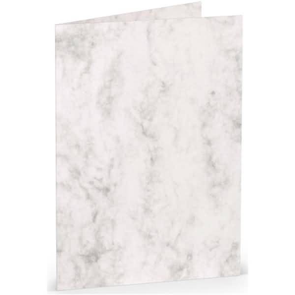 Doppelkarte A6 hoch Grau Marmora