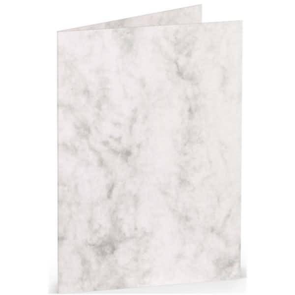 Doppelkarte A7 hoch Grau Marmora