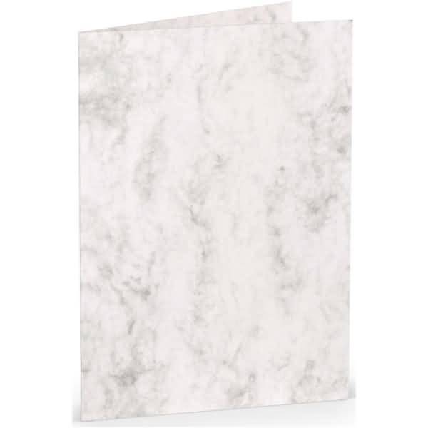 Doppelkarte B6 hoch Grau Marmora