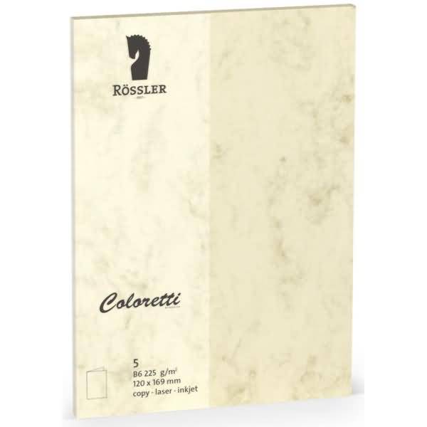 Doppelkarte Coloretti B6 hoch VE=5 Stück Chamois Marmora