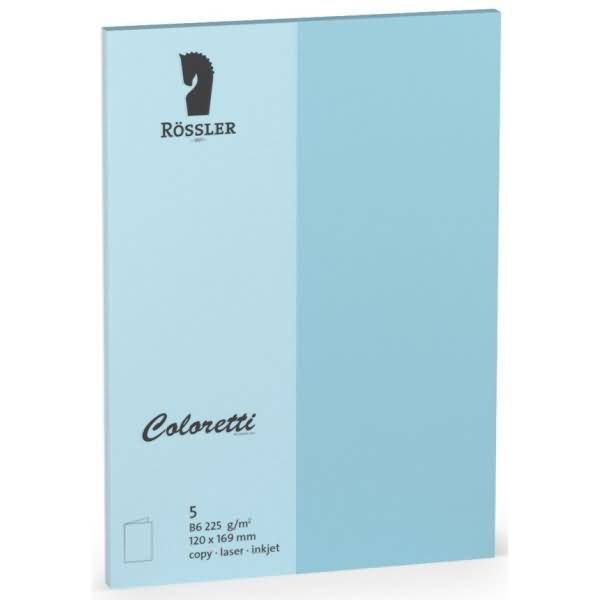 Doppelkarte Coloretti B6 hoch VE=5 Stück himmelblau