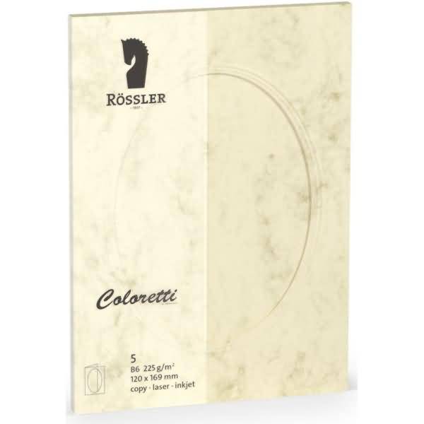 Passepartoutkarte Coloretti B6 oval VE=5 Stück Chamois Marmora