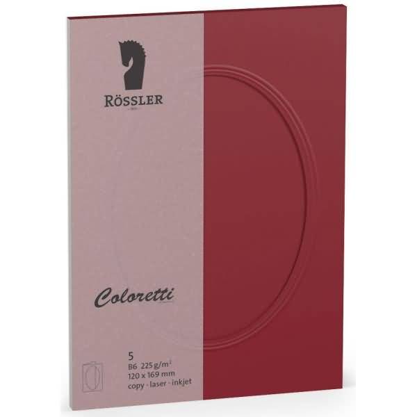 Passepartoutkarte Coloretti B6 oval VE=5 Stück Rosso