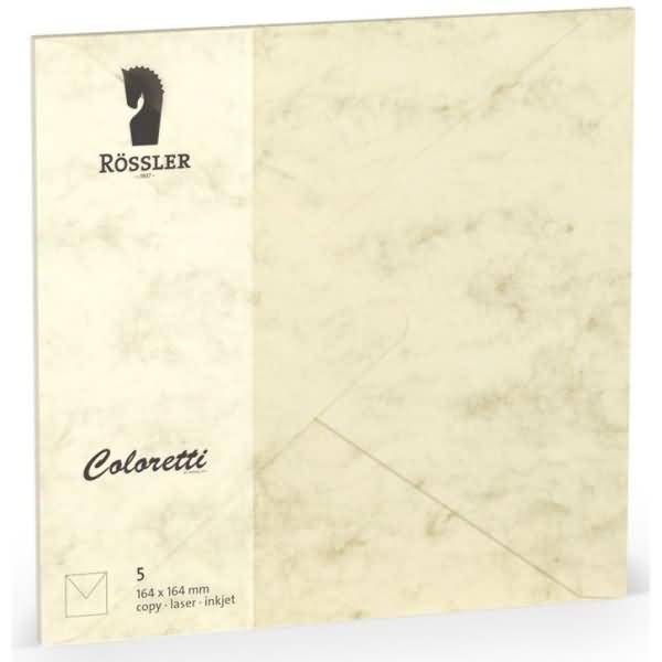 Briefumschläge Coloretti VE=5 Stück 16,4x16,4cm chamois Marmora