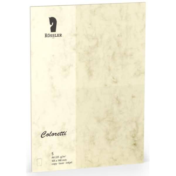 Doppelkarte Coloretti A6 hoch VE=5 Stück 225g/qm Chamois Marmora