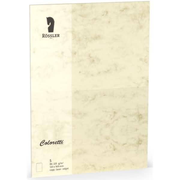 Doppelkarte Coloretti B6 hoch VE=5 Stück 225g/qm Chamois Marmora