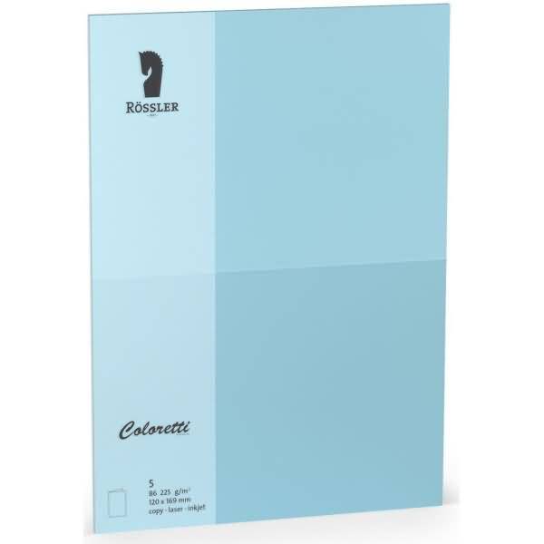 Doppelkarte Coloretti B6 hoch VE=5 Stück 225g/qm himmelblau