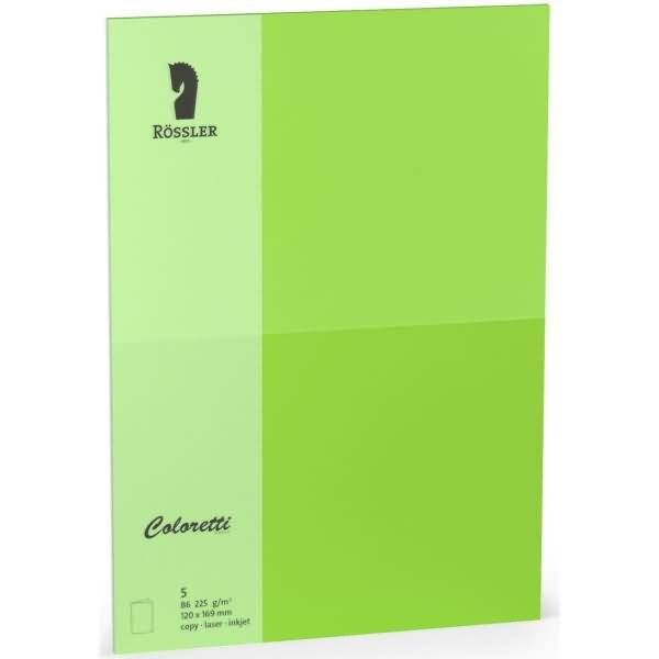 Doppelkarte Coloretti B6 hoch VE=5 Stück 225g/qm hellgrün