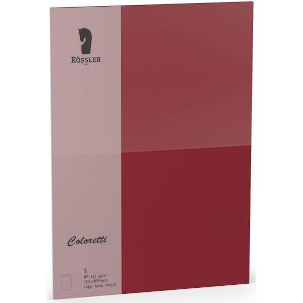 Doppelkarte Coloretti B6 hoch VE=5 Stück 225g/qm Rosso